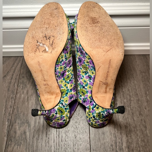 Manolo Blahnik Floral Heels - Purple and Green - Picture 6 of 7